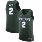 Men Mark Watts Michigan State Spartans #2 Nike NCAA Green Authentic College Stitched Basketball Jersey TC50V42AM